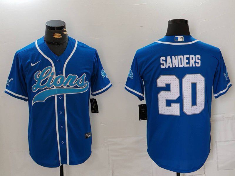 Men Detroit Lions #20 Sanders Blue Second generation joint name 2024 Nike Limited NFL Jersey style 815